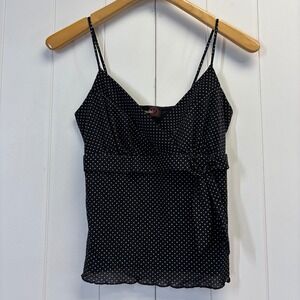 Studio Y Y2K Festival Lettuce Hem Polka Dot Top Women Size S Indie Sleaze Retro